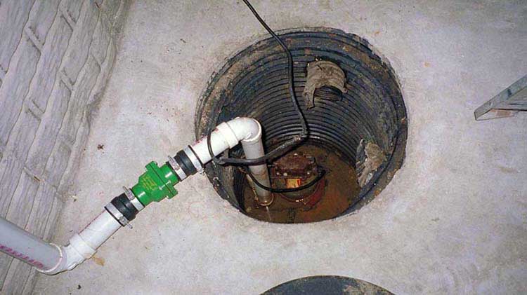 Properly working sump pump